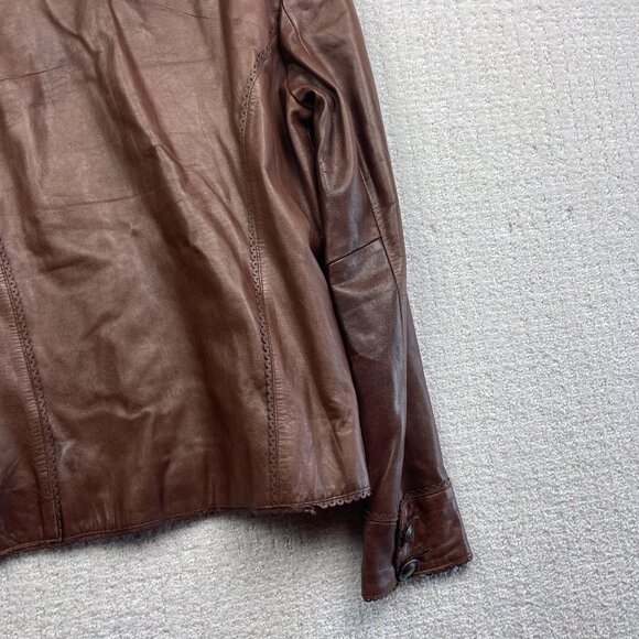 VTG Dominique Western Brown Leather Jacket Women's M Hipster Biker Pockets - Picture 16 of 16